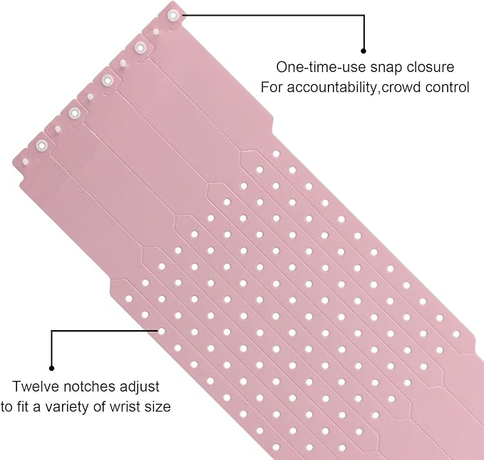 100pcs Colored Vinyl Wristbands, Waterproof & Security Wristbands for Events, Pool Parties & Outdoor Sports (Pink)