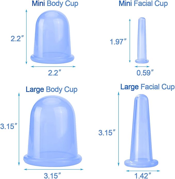 500-miles Cupping Therapy Sets 7Pcs Silicone Anti Cellulite Cup Vacuum Suction Massage Cups Facial Cupping Sets Body and Face Massager for Adults Home Use (Blue)
