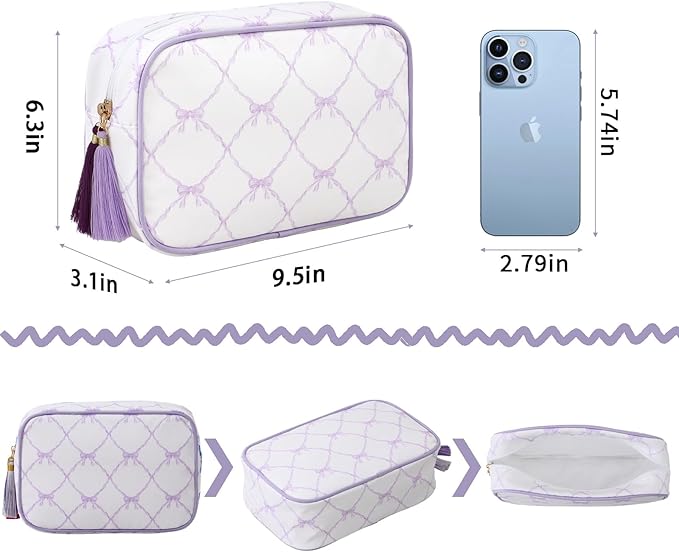 Makeup Bag Travel Cosmetic Bag Organizer Tassel Toiletry Bag Large Canvas Zipper Pouch Mahjong Tile Bag