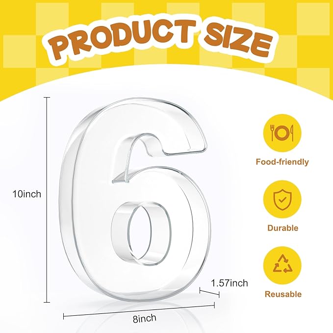 10" Acrylic Charcuterie Letters Fillable Tray, Reusable Alphabet Number Shaped Serving Plates for Charcuterie Board, Display Fruit, Candy, Cake, Party Decor, Birthday, Anniversary（6 or 9）