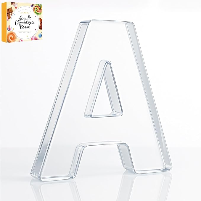 10" Acrylic Charcuterie Letters Fillable Tray, Reusable Alphabet Number Shaped Serving Plates for Charcuterie Board, Display Fruit, Candy, Cake, Party Decor, Birthday, Anniversary（A）