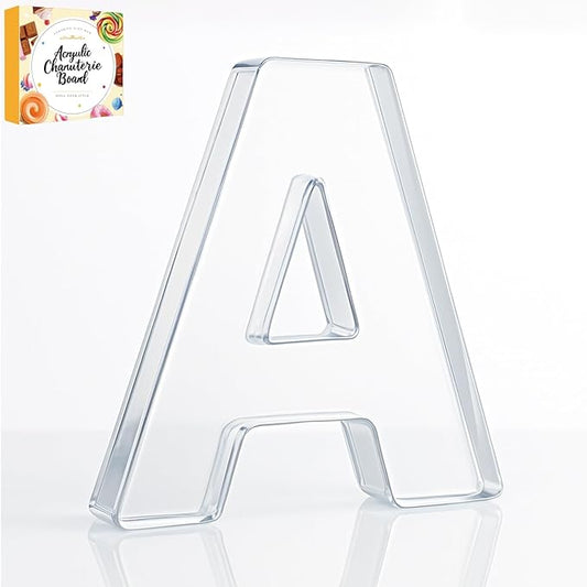10" Acrylic Charcuterie Letters Fillable Tray, Reusable Alphabet Number Shaped Serving Plates for Charcuterie Board, Display Fruit, Candy, Cake, Party Decor, Birthday, Anniversary（A）