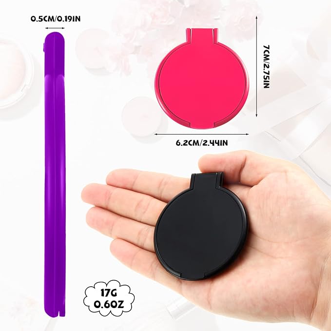 36 Pcs Compact Mirror Bulk Portable Round Makeup Mirror Mini Foldable for Purse Women Travel Daily Use Mother‘s Day Gifts (Pink,Purple,Black,White)