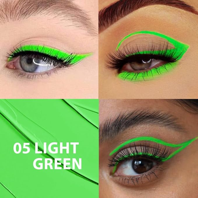 evpct 2Pcs Light Dark Green Waterproof Colored Eyeliner Liquid Eye Liner Set Long Lasting Fine Speed Dry Colorful Liquid Eyeliner