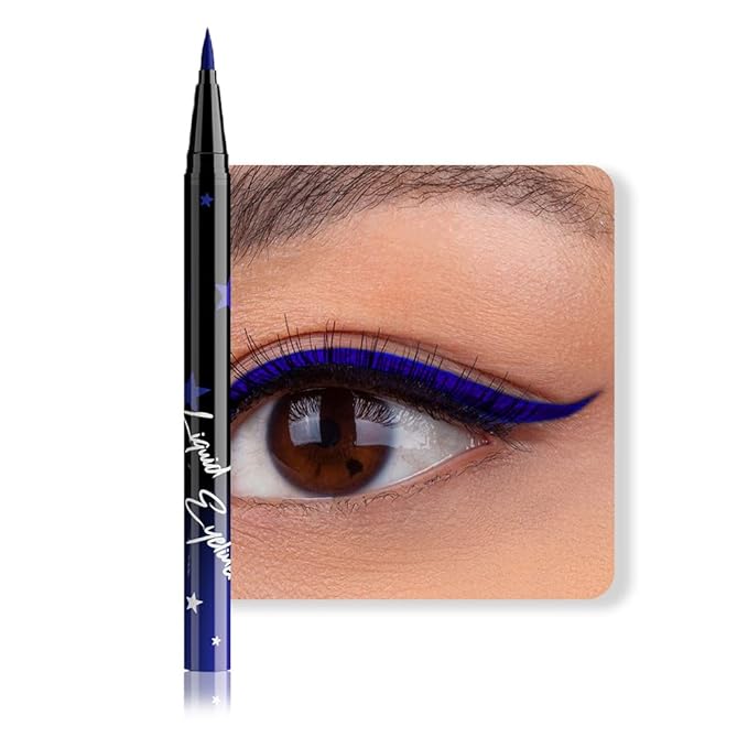 evpct Royal Blue Matte Liquid Eyeliner Waterproof Smudge Proof, Blue Eye Liner Liquid Liner for Face Body Paint, Long-lasting Eyeliner Waterline Thin Quick-dry Eyeliners Pencil Eye Makeup Stay all Day