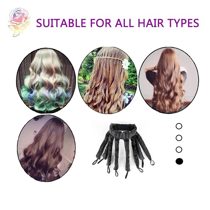 Heatless Curler,2026 New Upgraded Eight Claw Design Heatless Curls, You can Hair Curlers to Sleep in Soft Hair Rollers（Black）
