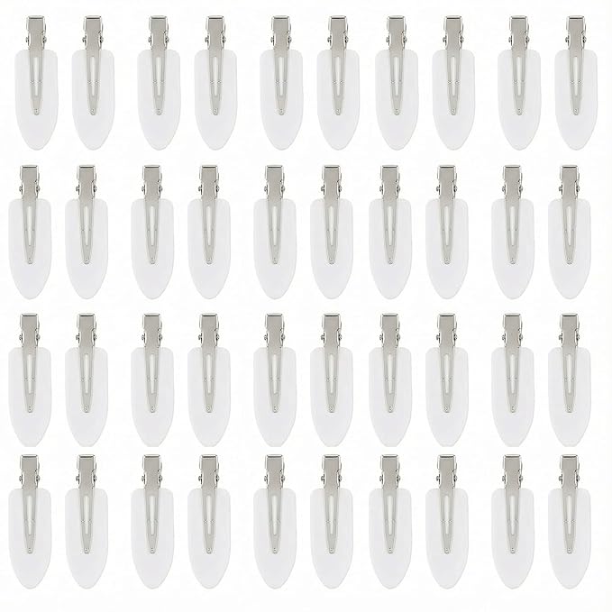 No Crease Hair Clips Makeup Pin Curl Clip Bulk 40Pcs Multicolor No Bend Dent Bang Creaseless Hair Clips for Makeup Application Bangs Hairpin Setting Pins Clip for Women Styling (White)