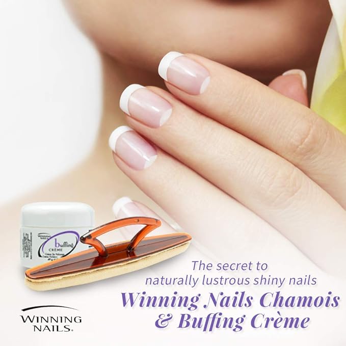Chamois Buffer and Buffing Cream | Buff and Shine Dull Nails While Softening Cuticles | Assists with Fill and Repair Lines | 1.75 Oz Set