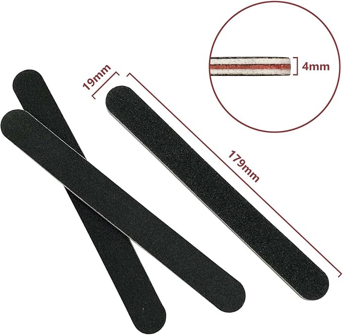 60 Pack Nail Files, Black 100/180 Grit Double Sides Emery Boards Nail File, Reusable Professional Manicure Tool for Home and Salon