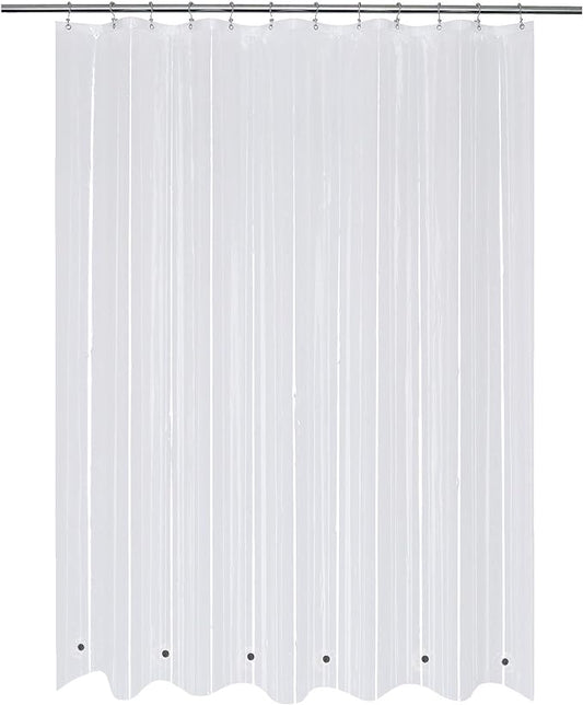 Mrs Awesome Shower Curtain Liner with 6 Magnets Clear Thick PEVA, Premium Waterproof Plastic Shower Curtain Standard Size 72 x 72 inch, Clear