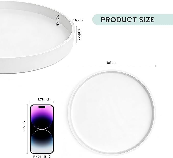 1 Pack 10" Bathroom and Vanity Tray, ABS Bathroom Counter Organizer， Coffee Table Decor for Perfume, Candles, Keys &More. Kitchen Countertop Organizer, Decorative Tray Soap Holder, White