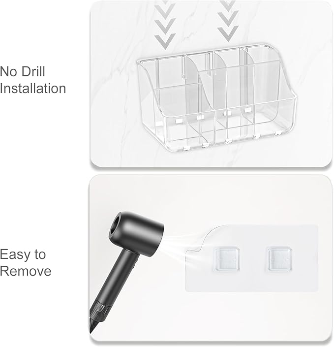 2-Pack Clear Wall-Mounted Toothbrush Holders for Bathroom Organizers and Storage, Tooth Brush & Toothpaste Holder for Countertop or Wall