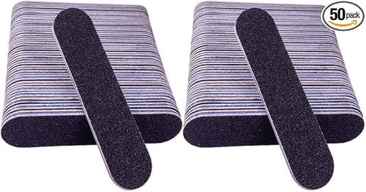 Small Nail Files Bulk (50 Pcs), 3.6 Inches Emery Board Nail File for Acrylic and Natural Nails, 100/180 Grit Double Sided Fingernail Filer Pack Mini Professional Filers Manicure Pedicure Set
