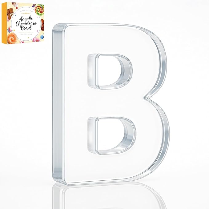 10" Acrylic Charcuterie Letters Fillable Tray, Reusable Alphabet Number Shaped Serving Plates for Charcuterie Board, Display Fruit, Candy, Cake, Party Decor, Birthday, Anniversary（B）
