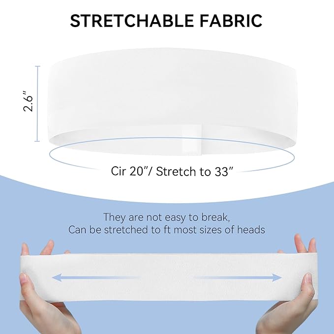 Disposable Headbands for Spa & Facials – 48pcs White Headbands for Women – Esthetician & Professional Facial Heair band, Bulk Spa Headband for Washing Face, Skincare, Disposable Hair Band Pack
