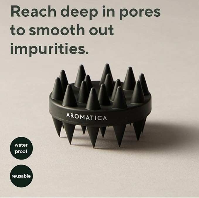 AROMATICA Dual-Sided Scalp Care Shampoo Brush - Silicone Scalp Massager Hair Growth, Scalp Scrubber & Exfoliator, Shampoo Brush for Shower Hair Wash and All Hair Types, Deep Cleansing Scalp Brush