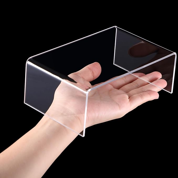 Chuangdi 20 Pcs Acrylic Display Risers, Clear Product Stand, Jewelry Display Riser Shelf Showcase Fixtures for Figure Dessert Cupcake Candy Action Showcase(Extra Large Set)