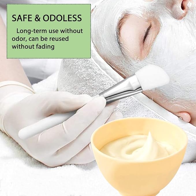 10 Pcs Diy Face Mask Mixing Bowl, Home Use Silicone Facial Mask Mixing Bowls Set Plastic Facial Mask Mixing Masks Set - DIY Skincare Mixing Tool Kit (Yellow-10Pcs)