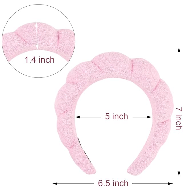 Canitor 4 PCS Spa Headband for Washing Face, Facial Skincare, Terry Cloth Sponge Makeup, Puffy Face Wash for Mask Skin Treatment - Teen Girl Trendy Stuff Christmas Gifts