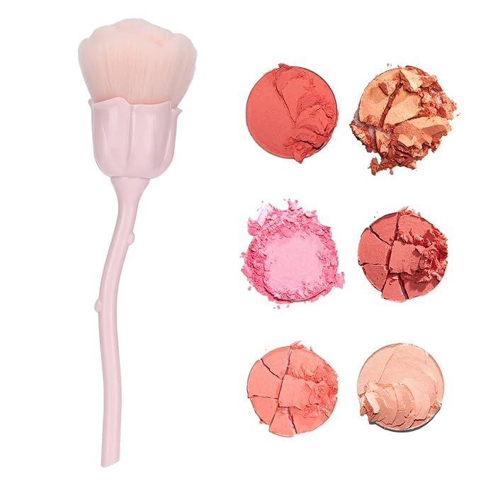 Nail Dust Brush Rose Shaped Elegant Nail Cleaning Dust Removal Makeup Loose Powder Blush Brush for Nail Salon and Household Use(08)
