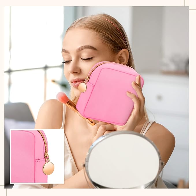 Kacctyen 12 Pcs Mini Makeup Bag Nylon Small Pouch for Purse Mini Square Nylon Pouch with Zipper Small Cosmetic Travel Makeup Bag Purse Organizer for Women(Fresh Color,Regular)