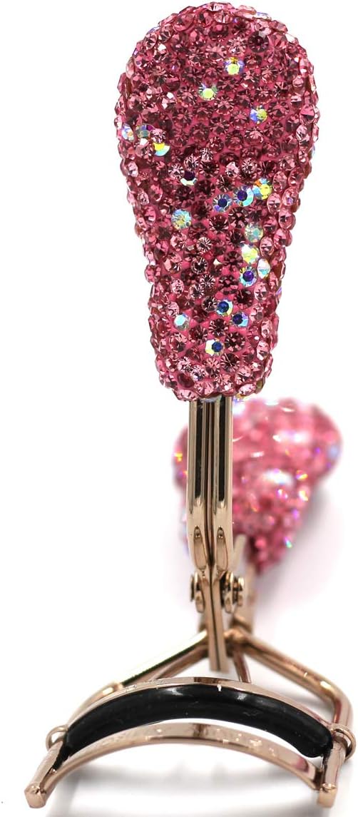 Bling Makeup Eyelash Curler with Refill Silicone Pressure Pads and Spring Loaded for No Pinching or Pulling (Pink)