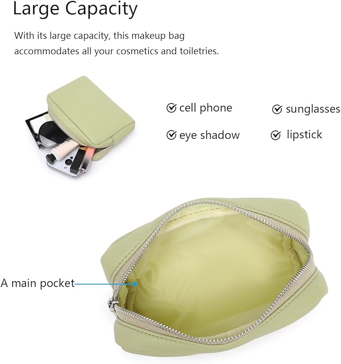 Makeup Bag Large Capacity Women's Classic Black Wash Bag Adjustable Partition Wash Brush and Cosmetic Carrying Bag (Sage Green)