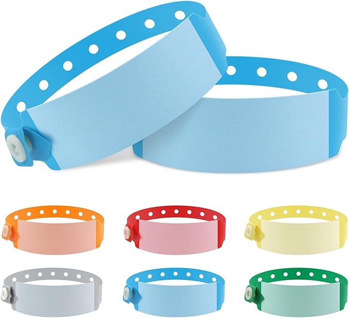 100pcs Vinyl Wristbands Hospital Identification Bands,Waterproof Adjustable Medical Wristband,Disposable Snap Wristband for Hospital (Color : Blue)