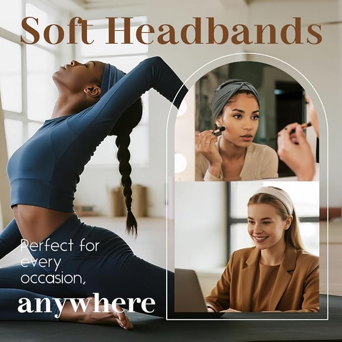 Wide Headbands for Women Non Slip, Fabric Head Bands for Women's Hair, Nurse Headbands for Women, Fashion Winter Hair Accessories, 12 Solid Colors