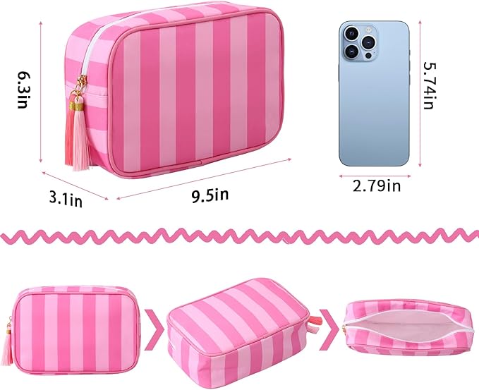 Makeup Bag Travel Cosmetic Bag Organizer Tassel Toiletry Bag Large Canvas Zipper Pouch Mahjong Tile Bag