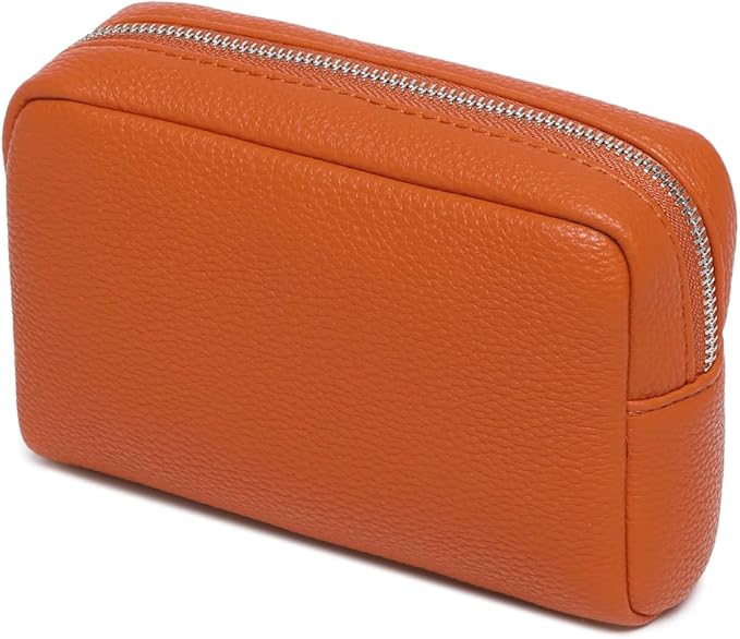 Makeup Bag Large Capacity Women's Classic Black Wash Bag Adjustable Partition Wash Brush and Cosmetic Carrying Bag (PU/Vitality Orange)