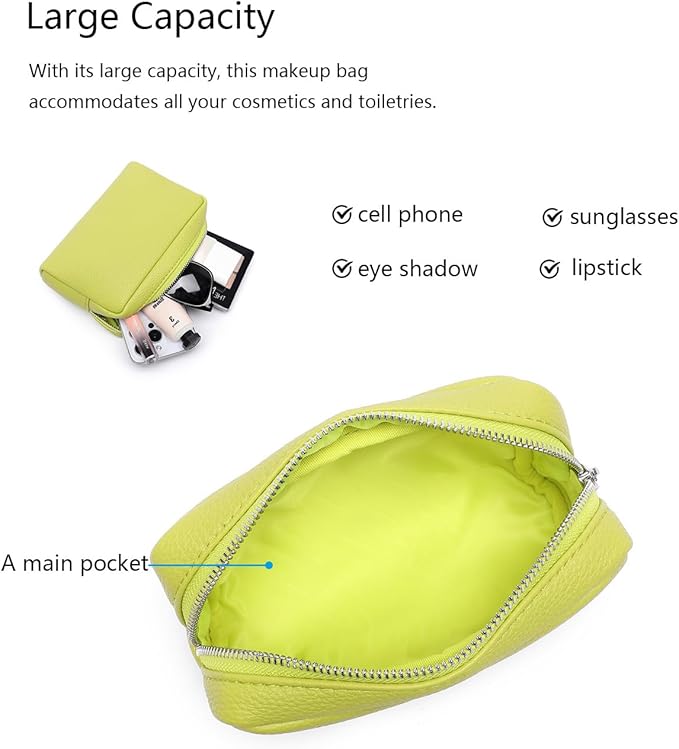 Makeup Bag Large Capacity Women's Classic Black Wash Bag Adjustable Partition Wash Brush and Cosmetic Carrying Bag (PU/Grass)