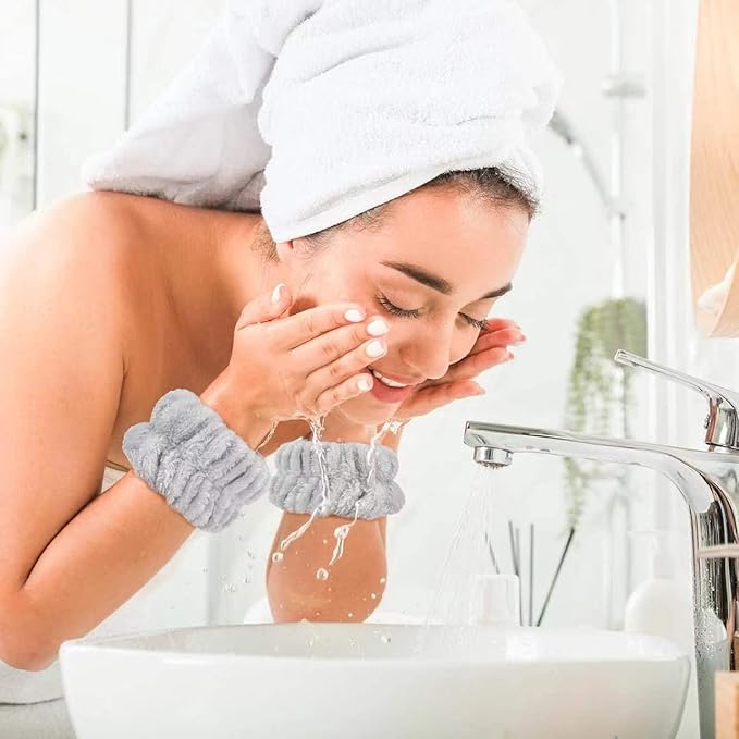12Pcs Wrist Washband Set, Anmieciu Face Washing Wristbands, Microfiber Wrist Spa Wash Washband, Wrist Towels for Washing Face, Prevent Liquid from Spilling Down Your Arms.