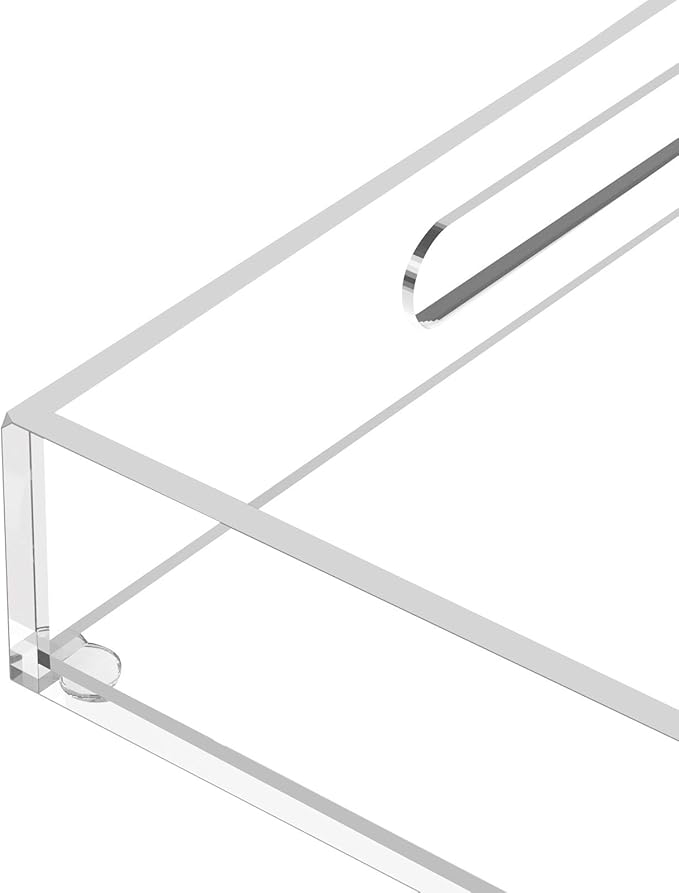 KOTEMON Acrylic Serving Tray with Handles-12x12x2.36Inch-Decorative Tray Letter Tray Organizer for Ottoman Coffee Table Countertop, Clear