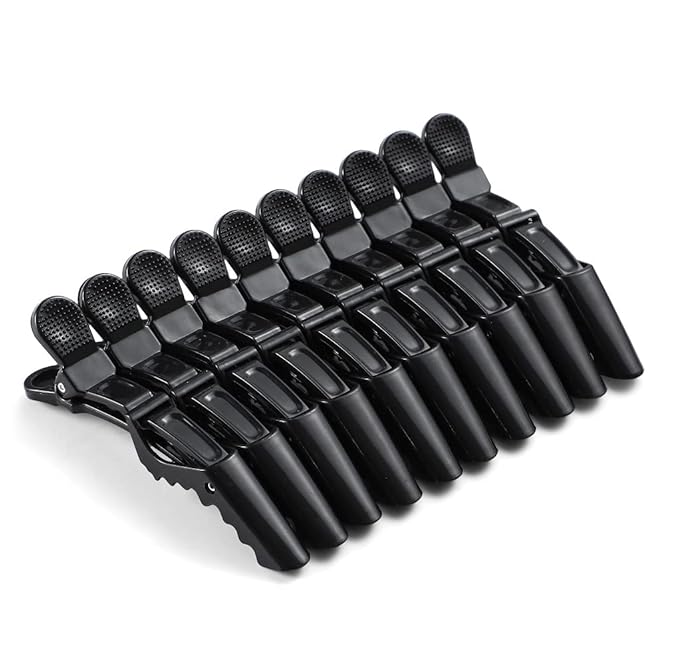 10pcs/set Multicolor Croc Clips Transparent Plastic Hairdresser Clip Hair Styling Sectioning Barrettes Professional Non Slip Alligator Clip Salon DIY Accessories Hairpins (10pcs-Black-1)