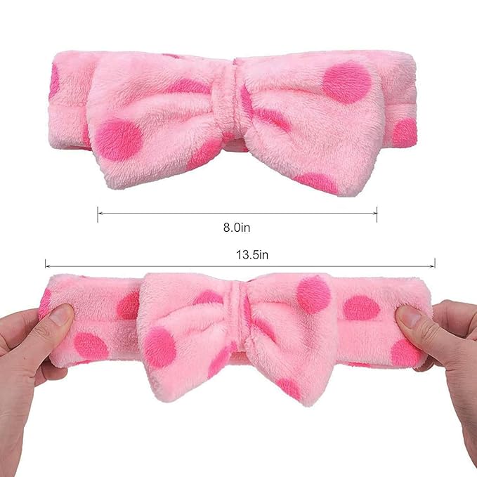 12pcs Spa Headband Soft Bowknot Spa Hair Band Coral Fleece Headband Makeup Headbands for Face Washing Skin Care Shower Yoga Headwraps for Women Girls (Pattern E)