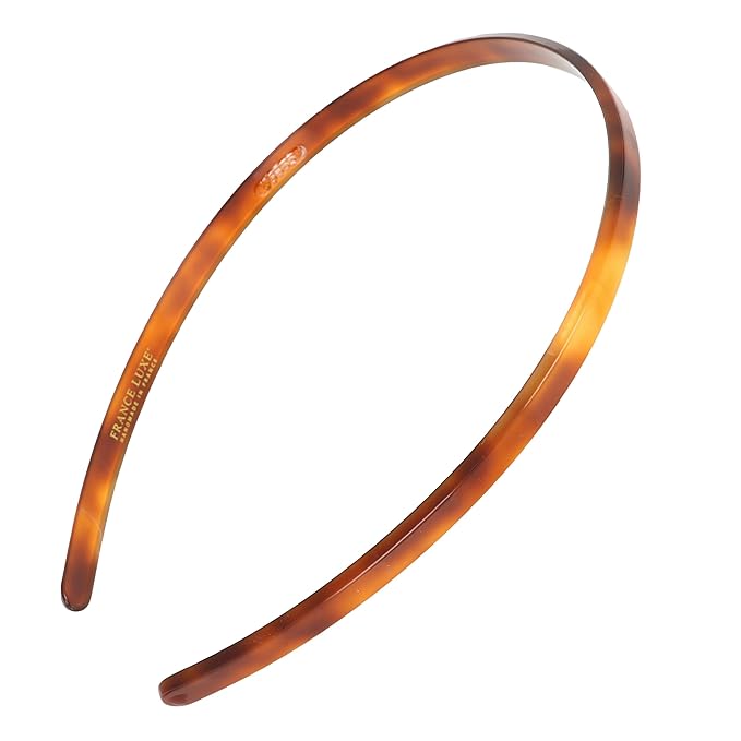 France Luxe Brown Headband for Women, 1/4" Ultracomfort Thin Headband, Tortoise Shell, Flexible Fit with No Slip Gentle Teeth, All-Day Hold