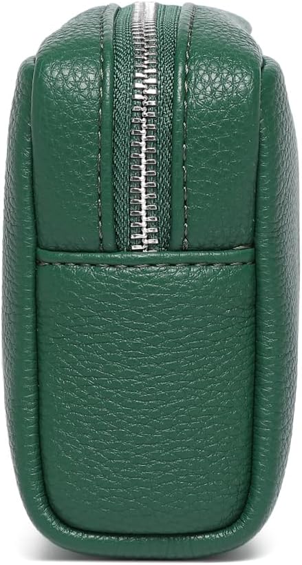 Makeup Bag Large Capacity Women's Classic Black Wash Bag Adjustable Partition Wash Brush and Cosmetic Carrying Bag (PU/Forest Green)