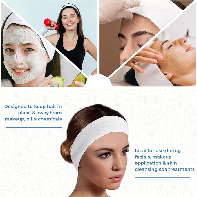 ForPro Professional Collection Stretch Headbands - Moisture Absorbent Disposable Spa - 2.25” W x 18” C - 48-Count