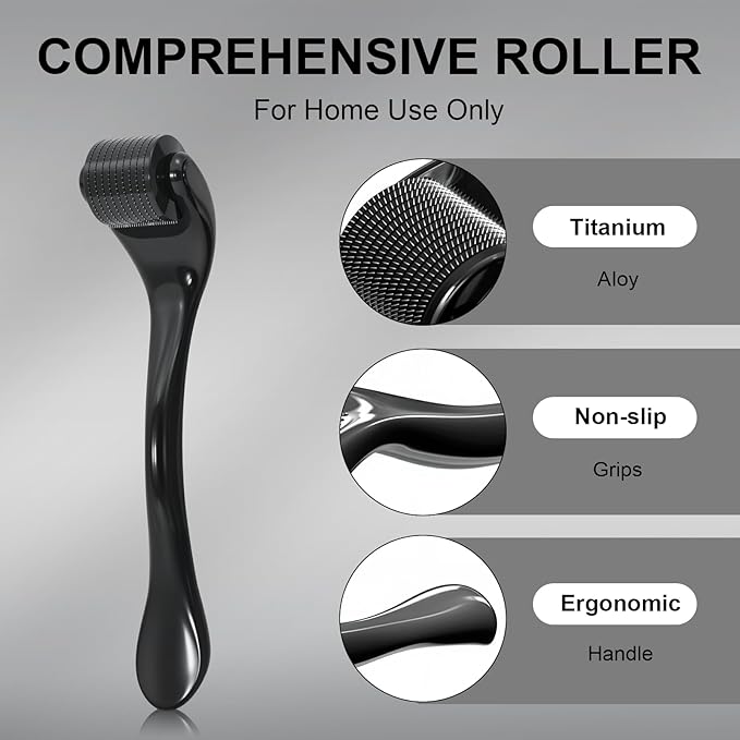 Derma Roller 540 Stainless Steel Black Microneedling Roller Facial Skin Care Home Use for Face Beauty Massage Tools