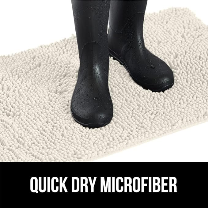 GORILLA GRIP SoakSTOPPER Dog Door Mat, 30x20 Machine Washable Rug Absorbent Doormat Captures Moisture Mud Dirt, Quick Dry Soft Chenille Entryway Rugs Indoor Entrance Mats for Dog Paws, Cream