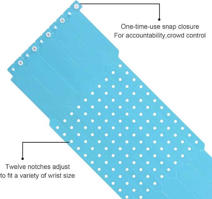 100pcs Colored Vinyl Wristbands, Waterproof & Security Wrist Bands for Events, Pool Parties & Outdoor Sports (Water Blue)