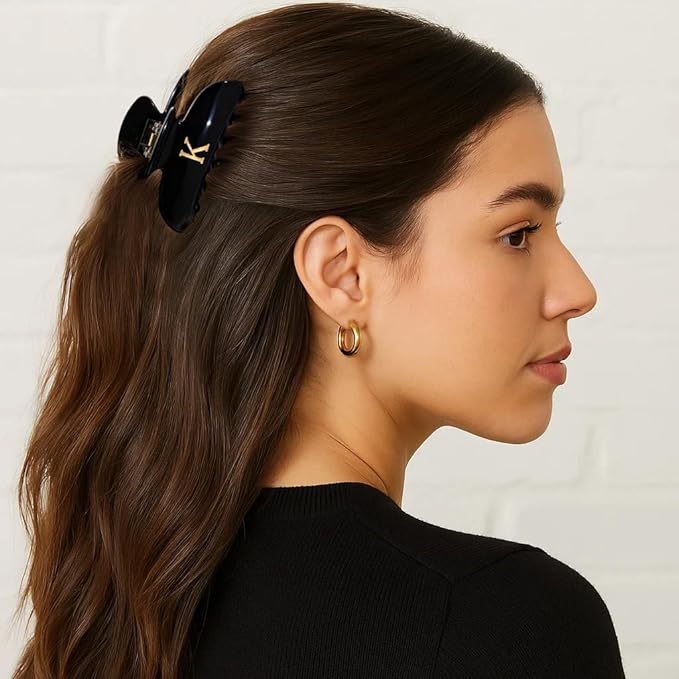 Initial Cute Hair Clips - Black Letter Elegant Hair Claw Clips, Fashion Glitter Claw Clips Durable Hair Clips, Wedding Gift, Bridesmaid Gifts, Birthday Gifts, Christmas Gift, Letter E