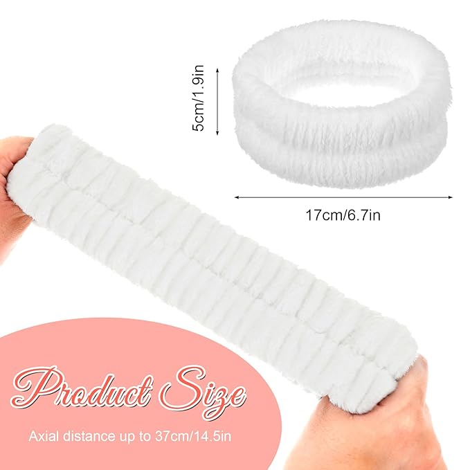 2Pcs Spa Headband, Make Up Headband Hair Head Band for Face Washing Hair Bands Men Absorbent Elastic Skin Care Head Band Wrap for Women Yoga Sports Shower Exercise (Gray, White)