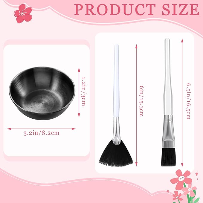 36 Pcs Esthetician Supplies for Facials Set Includes 12 Stainless Steel Facial Bowls 12 Brushes 12 Flat Facial Spatula Mask Cosmetic Applicators for Women Mask Mixing Tools Kit (Black)