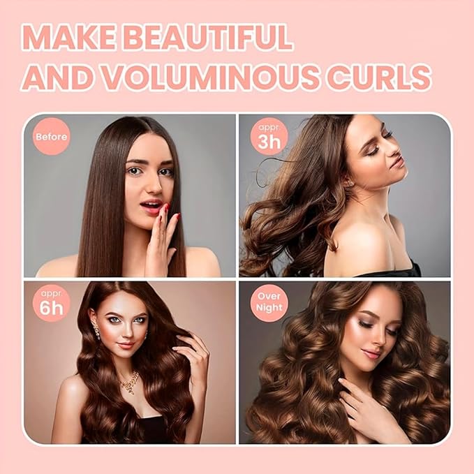 3PCS Heatless Hair Curler, Flexi Rod, For All Hair Types, Includes Brown, Black, Pink, Easy to Use, No Heat Curls, Overnight Curls, For Long Medium Hair