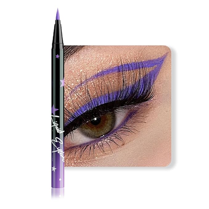 evpct Lavender Purple Matte Liquid Eyeliner Waterproof Smudge Proof, Purple Eye Liner Liquid Liner for Face Body Paint, Long-lasting Eyeliner Waterline Thin Quick-dry Eyeliners Eye Makeup Stay all Day