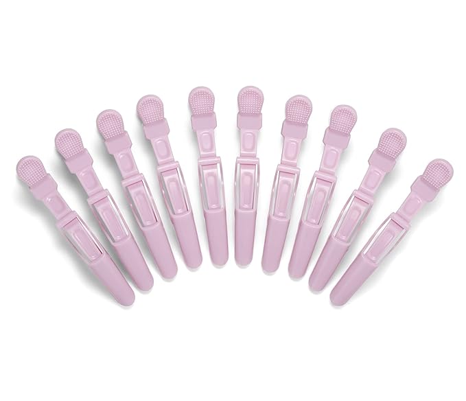 10pcs/set Multicolor Croc Clips Transparent Plastic Hairdresser Clip Hair Styling Sectioning Barrettes Professional Non Slip Alligator Clips Salon DIY Accessories Hairpins (10pcs-Light Pink)