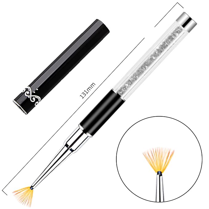 SILPECWEE 7Pcs Ombre Brush For Gel Nails Acrylic Nail Art Brush Fan Nail Brush Nail Gradient Pen Nail Sponges Pens Nail Art Tools For Salon&DIY