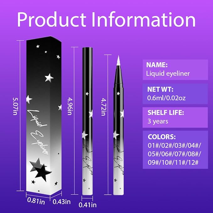 evpct White Matte Liquid Eyeliner Waterproof Smudge Proof, White Eye Liner Liquid Liner for Face Body Paint, Long-lasting Eyeliner Waterline Thin Quick-dry Eyeliners Pencil Eye Makeup Stay all Day